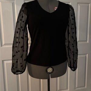 Elegant Black Sheer Sleeve Top